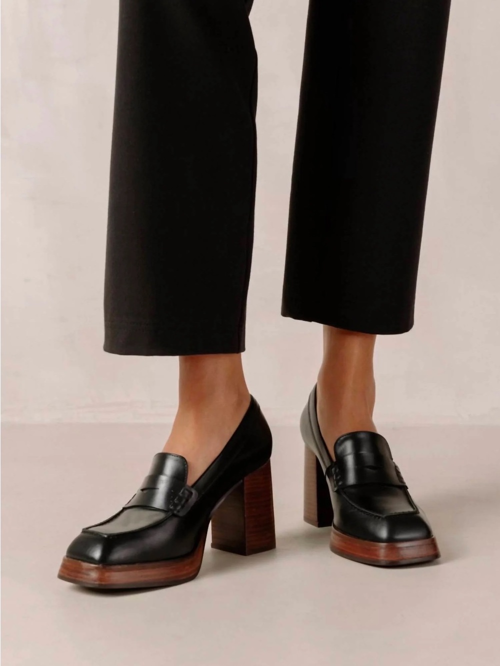 Alohas Roxanne Black Leather Loafers
